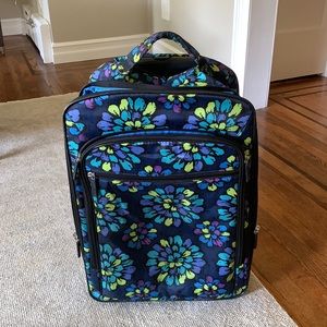 Vera Bradley suitcase carry on with wheels, laptop protector. Retired pattern.